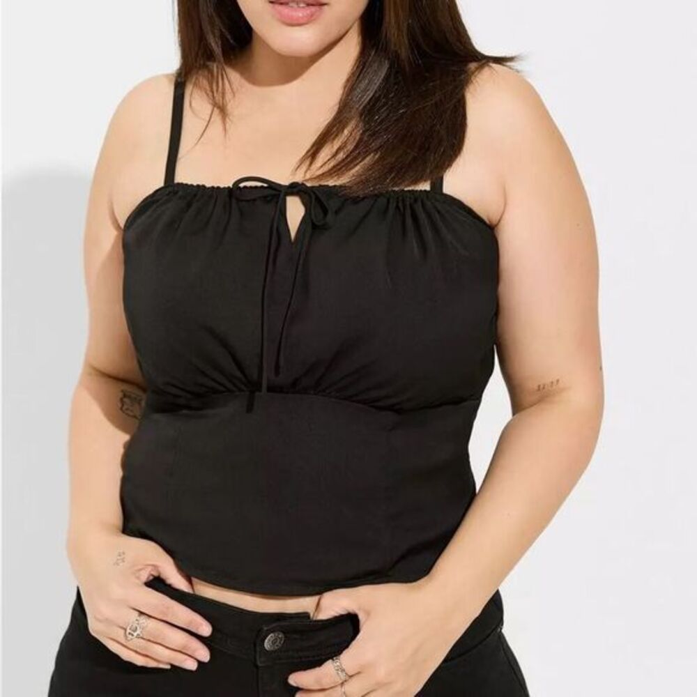 TORRID Satin Tie‎ Front Sleeveless Crop Top Deep Black Size 2 2X 18 20